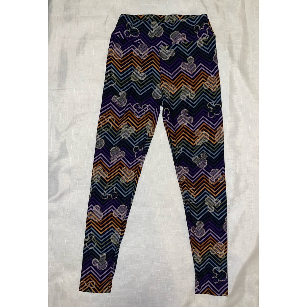 LulaRoe one size leggings Mickey Disney Parks Chevron Navy Walt Disney World